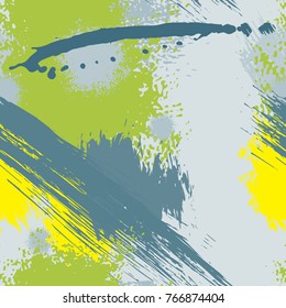 Splash Brush strokes Seamless pattern. Brushed Painted Abstract Background. Blobs and daubs, watercolor blots and blotches. Endlessly repeating dabs, ink smear smudges and stains. Vector illustration.
