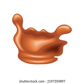 splash caramel realistic icon white background