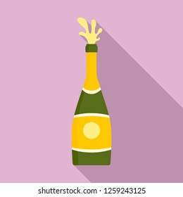 Splash champagne bottle icon. Flat illustration of splash champagne bottle vector icon for web design