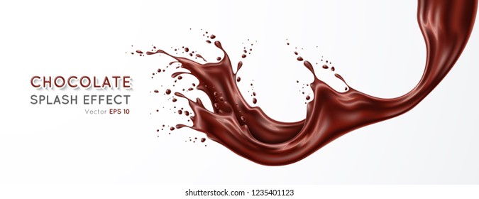 Splash of chocolate cocktail, drink. Realistic vector illustration.