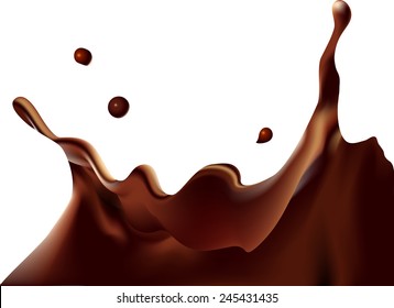 splash of chocolate or coffee isolated on white background - vector illustration
