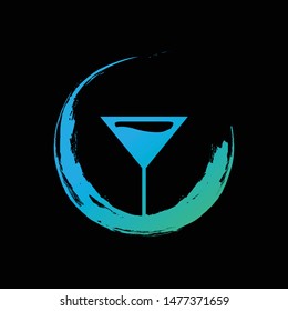 Splash Cocktail Glass in Black Background Vector