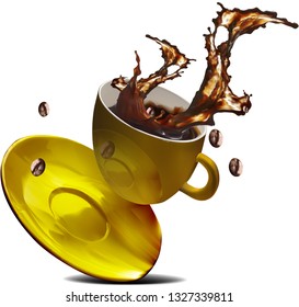 splash coffe realistic gold