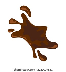 Splash of coffee or hot chocolate vector illustration. Liquid or fluid texture, splatter of brown paint isolated on white background. Texture, food, art concept