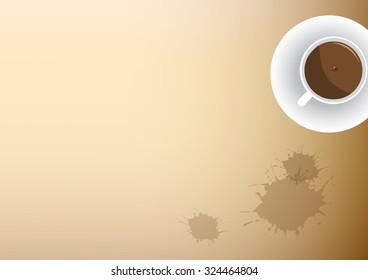 Splash coffee on old paper with Coffee cup