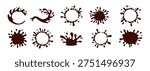 Splash coffee stains and milk splat, chocolate and water spray. Frame shape puddle drops vector. Abstract background for splash milk, coffee, chocolate illustration.