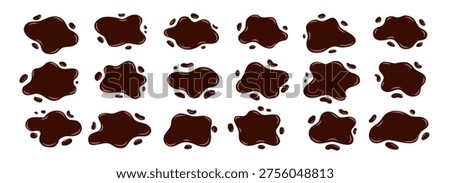 Splash coffee stains and milk splat, chocolate and water spray. Frame shape puddle drops vector. Abstract background for splash milk, coffee, chocolate illustration.