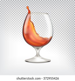Splash of cognac in a goblet. Mesh with transparency. Vector icon. EPS10