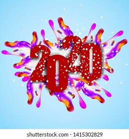 
Splash of color paint. Figures 2020 New Year and Christmas