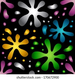 splash colorful seamless pattern on black