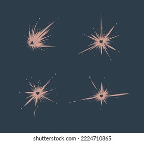 Splash und Komet mit Herz im modernen Grafikstil auf blauem Hintergrund