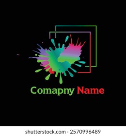 Splash Company logo , Vector Colorful Paint Splatters on Black Background, Ink Splash Logo. Milk logo