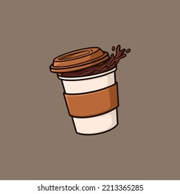 Splash Cup Coffee Cartoon Vector