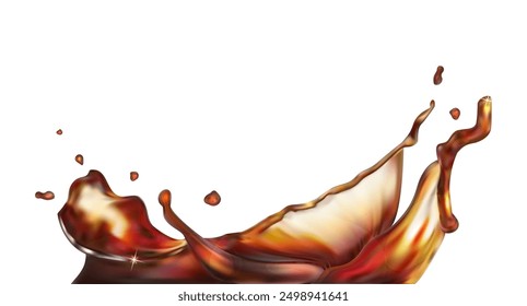 A splash of dark drink, tea or coke. Vector illustration