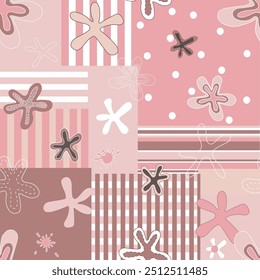 Splash Ditsy Klassiker in Cream Pink, braun, weiß, Beige Farben natürliche Farbe, nahtloses Muster, Drucke Hintergrund
