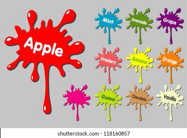 Splash drawing with alternative colors + blank splash to put your own text