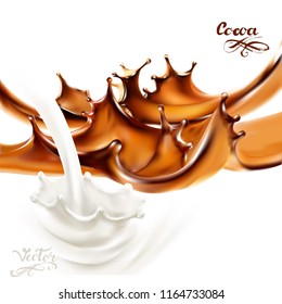 splash drop cocoa brown 3d realistic vector illustration