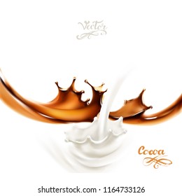 splash drop cocoa brown 3d realistic vector illustration