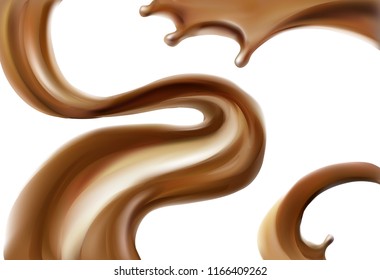 splash drop cocoa brown 3d realistic vector illustration