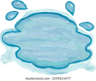 Splash, drop of water and puddle hand drawn watercolour illustration