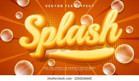 Splash efecto de texto vectorial editable con color fresco naranja.