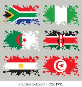 Splash flags set Africa. Each in separated layer, easy to use, without gradients and transparencies.