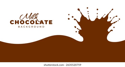 Splash and flow of milk and chocolate. Flat dynamic splashes and drops, crown shaped. Can be use for background of designs, logo, emblem, label of organic sweet dairy products. Vector illustration