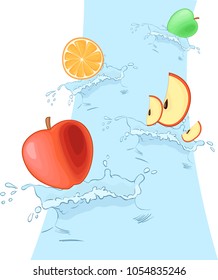 Splash flow with vector fruits