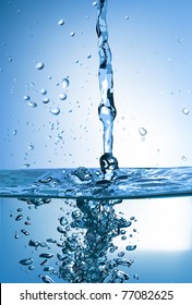 splash flowing water blue and bubbles with drops(vector)