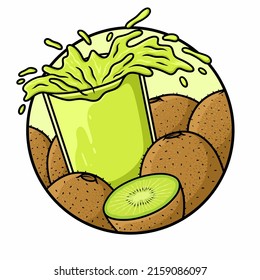 Splash Glass Kiwi Juice Vector Isolated