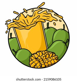 Splash Glass Mango Juice Vector Isolated