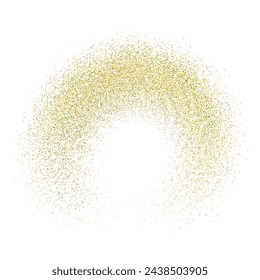 Splash of golden glitter, glittery stardust explosion, shimmering spray effect, festive holiday particles. Vector illustration.