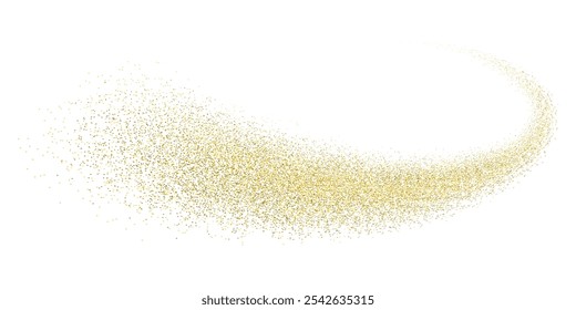 Splash of golden glitter, glittery stardust explosion, shimmering spray effect, festive holiday particles. Vector illustration.