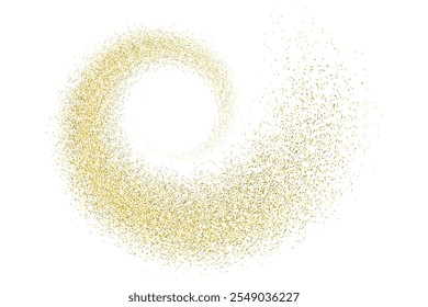 Splash of golden glitter, glittery stardust explosion, shimmering spray effect, festive holiday particles. Vector illustration.