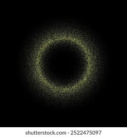 Splash of green glitter on black background. Vector illustration. Photo frame.