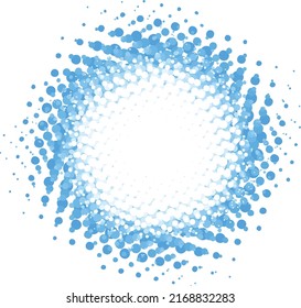 splash halftone effect, aqua blue on white background - vector artwork
