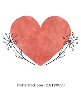 Splash heart watercolor banner in red color. Speech bubble watercolor icons vector