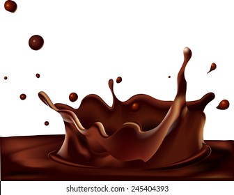splash of hot coffee or chocolate isolated on white background - vector illustration