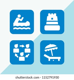 splash icon. 4 splash set with canoe racing, beach and flow vector icons for web and mobile app