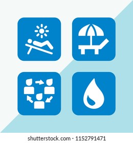 splash icon. 4 splash set with flow, beach and water drop vector icons for web and mobile app