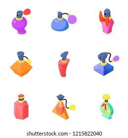 Splash icons set. Isometric set of 9 splash vector icons for web isolated on white background