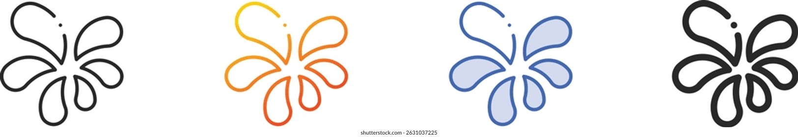 Splash icon.Thin Linear, Gradient, Blue Stroke and bold Style Design Isolated On White Background