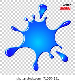Splash inc, water inkblot blue,  isolated on  transparent background vector illustration