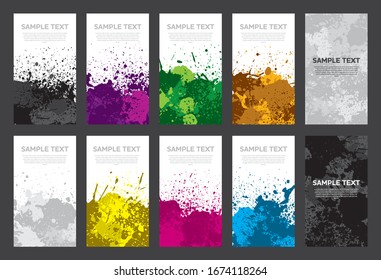 Juego de banderas de color rosa chapa. Antecedentes de póster, banner o volante. Vector.