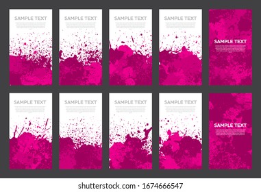 Juego de banderas de color rosa chapa. Antecedentes de póster, banner o volante. Vector.