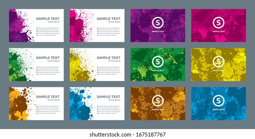 Juego de banderas de color rosa chapa. Fondos para tarjetas de visita. Vector.
