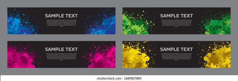 Juego de banderas de color rosa chapa. Antecedentes de póster, banner o volante. Vector.