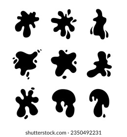 Mancha de tinta. Imagen de silueta. Forma de fluido decorativo. Dibujo de vectores. Colección de elementos de diseño.