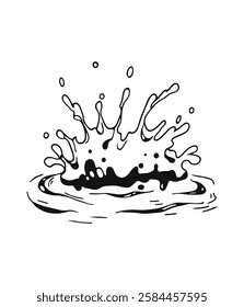 Splash! Ink drawing of water droplet impact