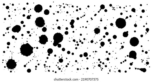 Juego de tinta de salpicadura. manchas negras. Colección Splatter. Ilustración del vector